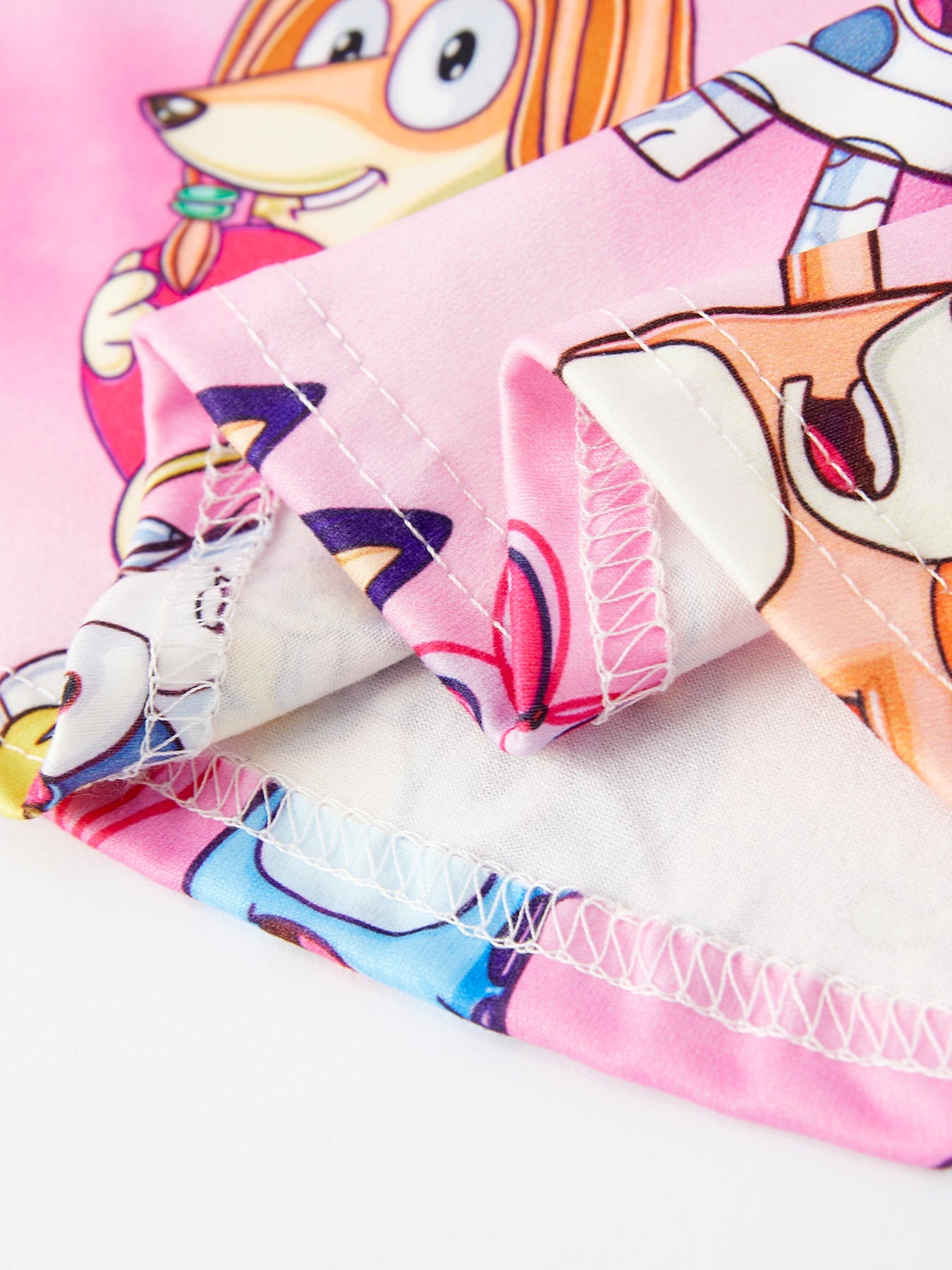 Character Print Pink Girls Long Sleeve Dress