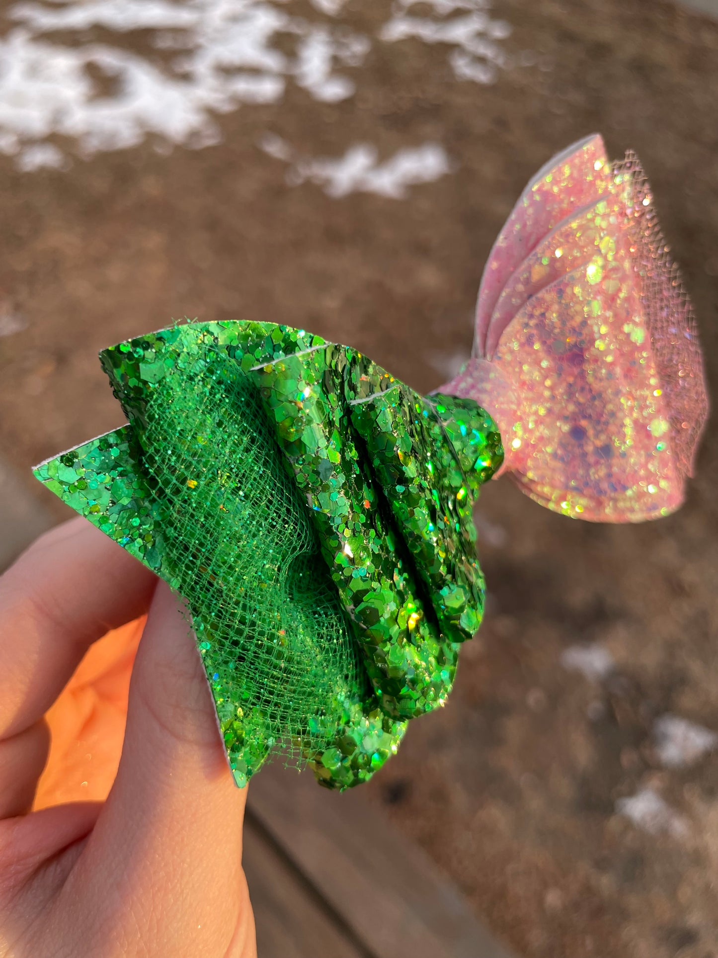 Wicked Alphaba Glinda Mash Up 4.5” Triple Stack vegan leather glitter and glittered tulle