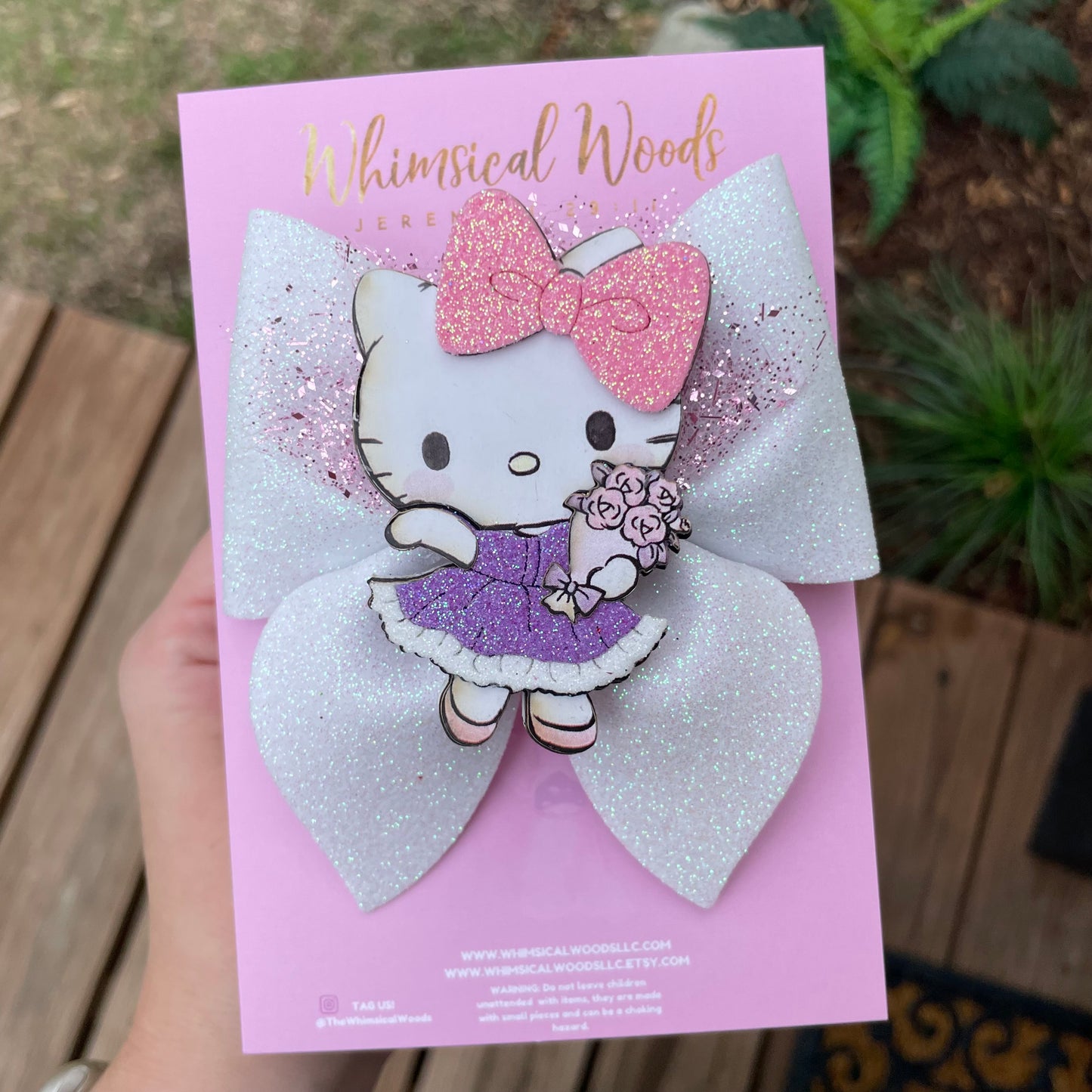 Hello Kitty Purple Dress Shaker Harlow Bow 4”