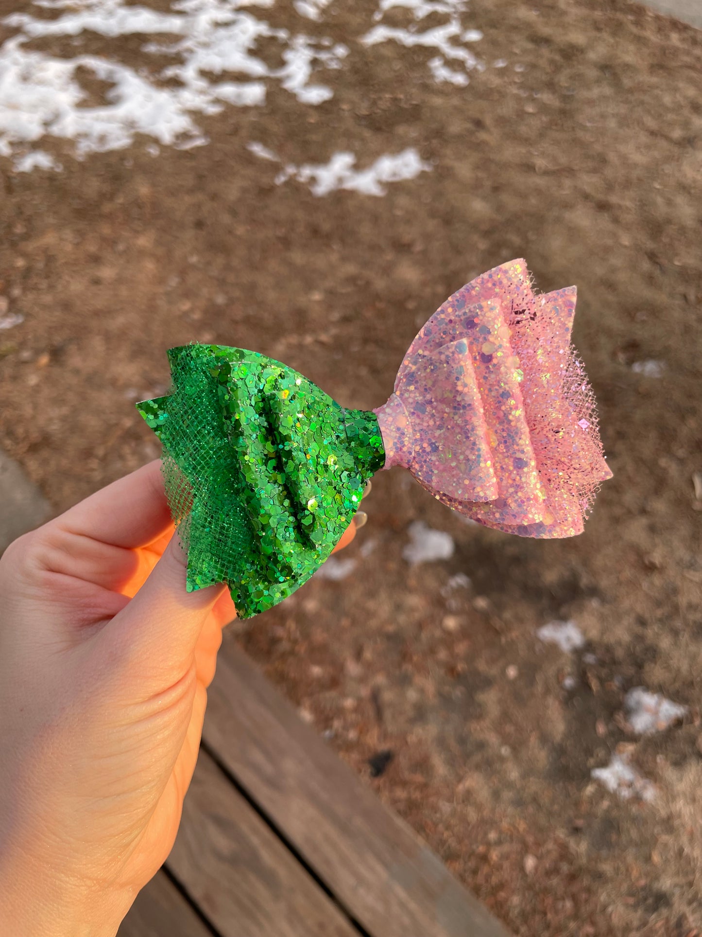Wicked Alphaba Glinda Mash Up 4.5” Triple Stack vegan leather glitter and glittered tulle