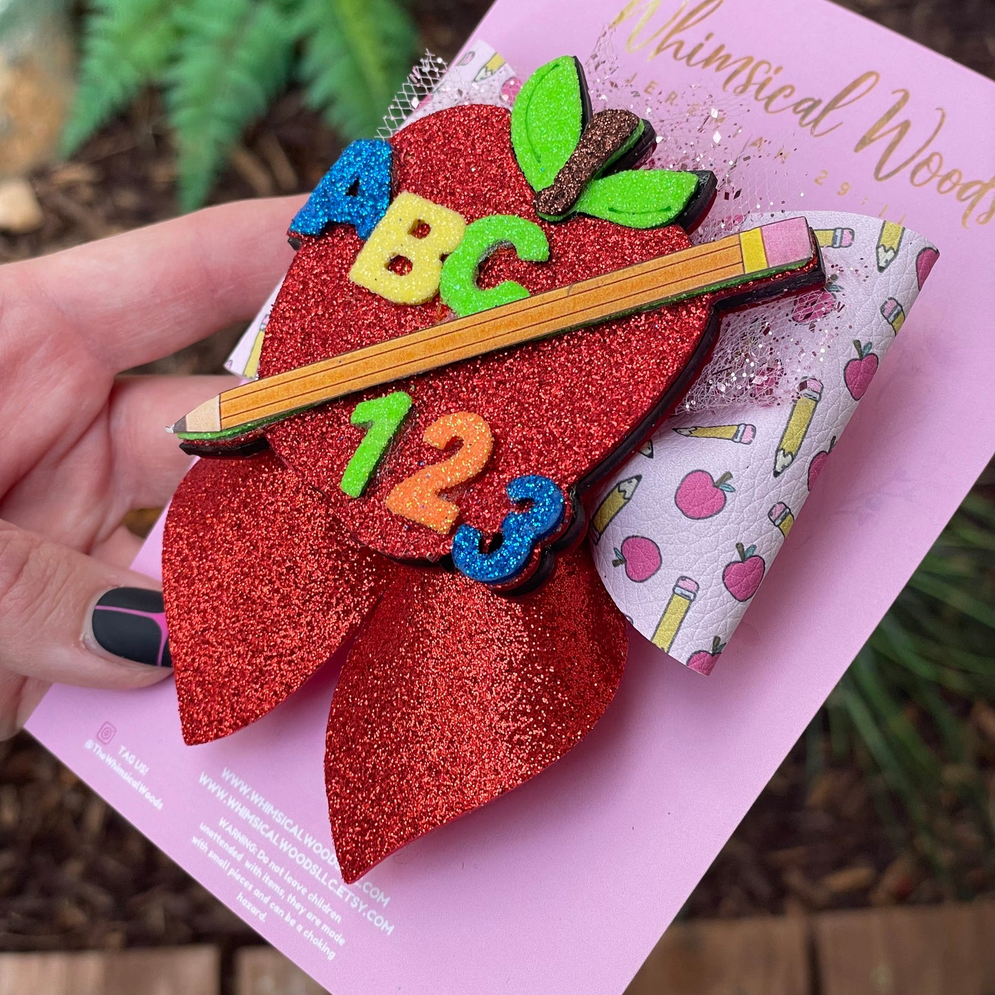 Back to School Pencils & Apples with Apple Shaker Harlow Bow 4”