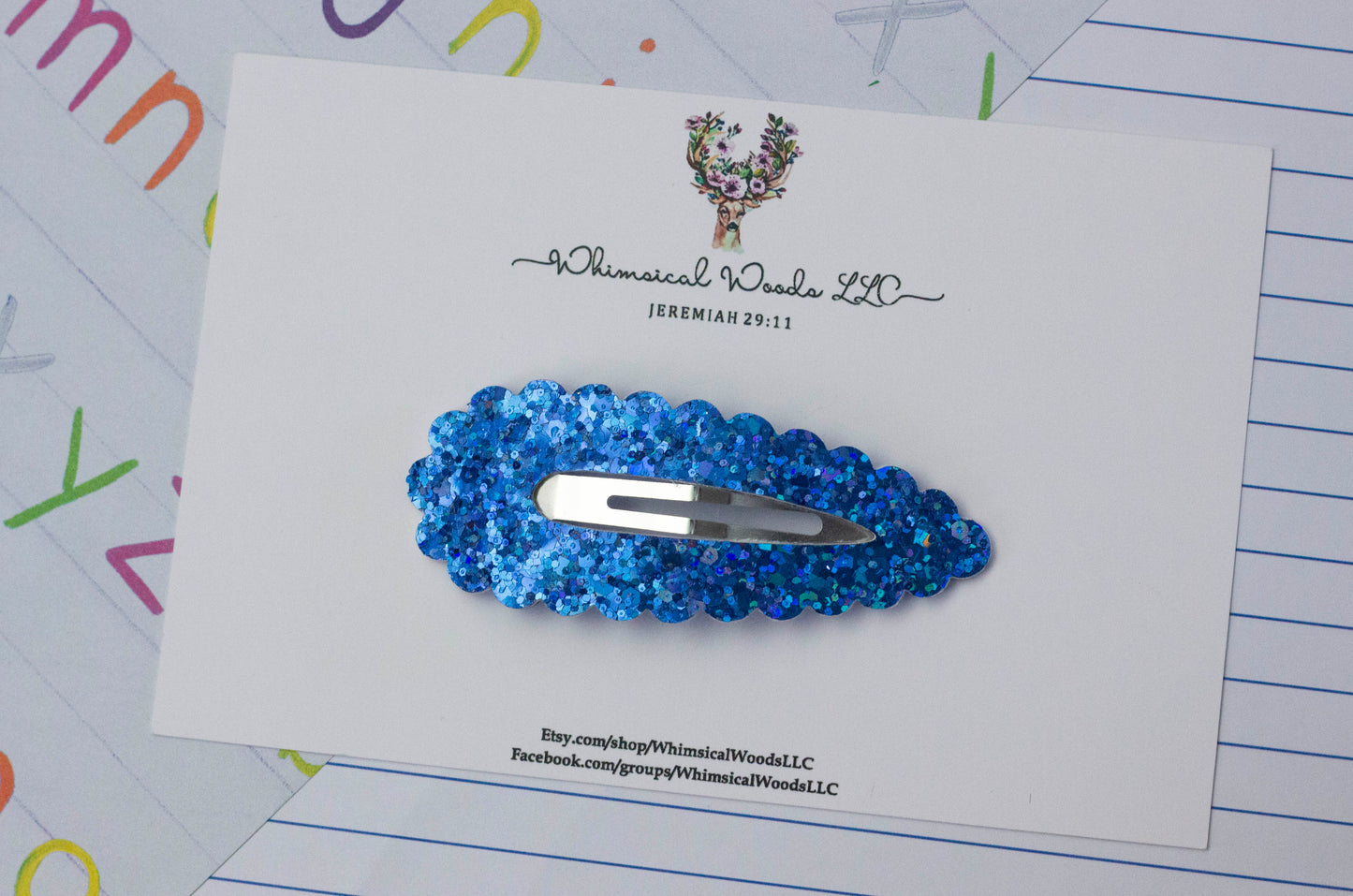 3" Glitter Snap Clip handmade