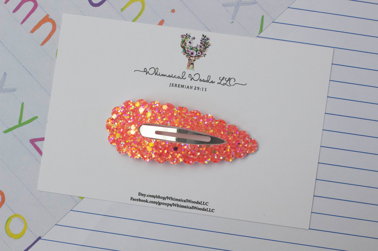 3" Glitter Snap Clip handmade