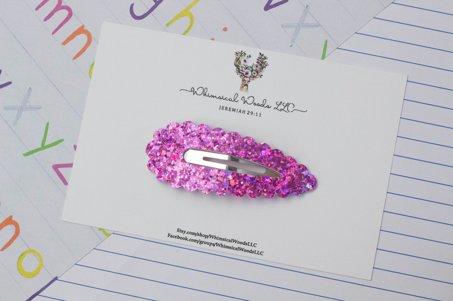 3" Glitter Snap Clip handmade