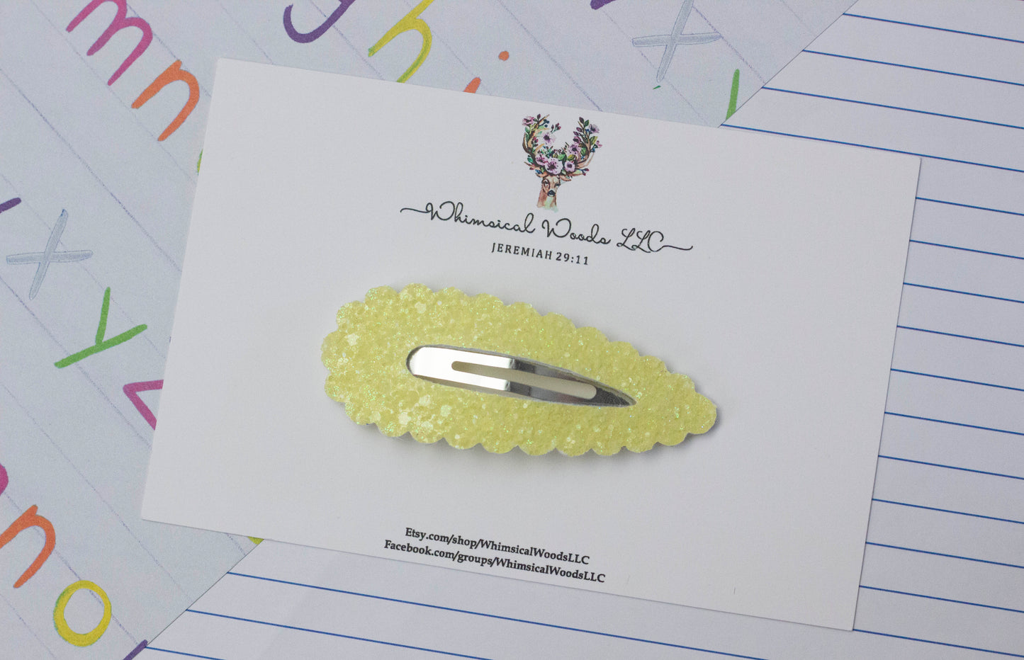 3" Glitter Snap Clip handmade