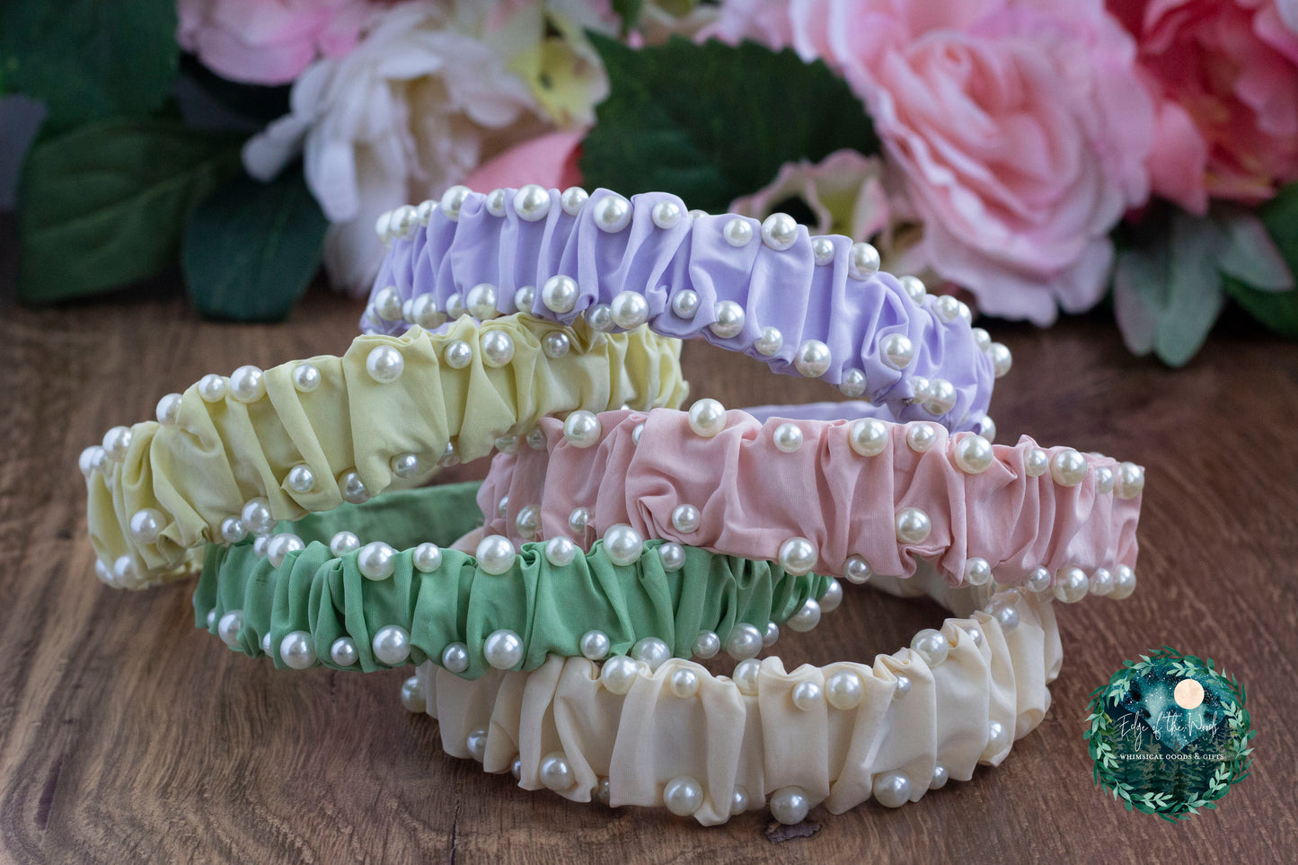 Pastel Spring Pearl Ruched Headbands EOTW