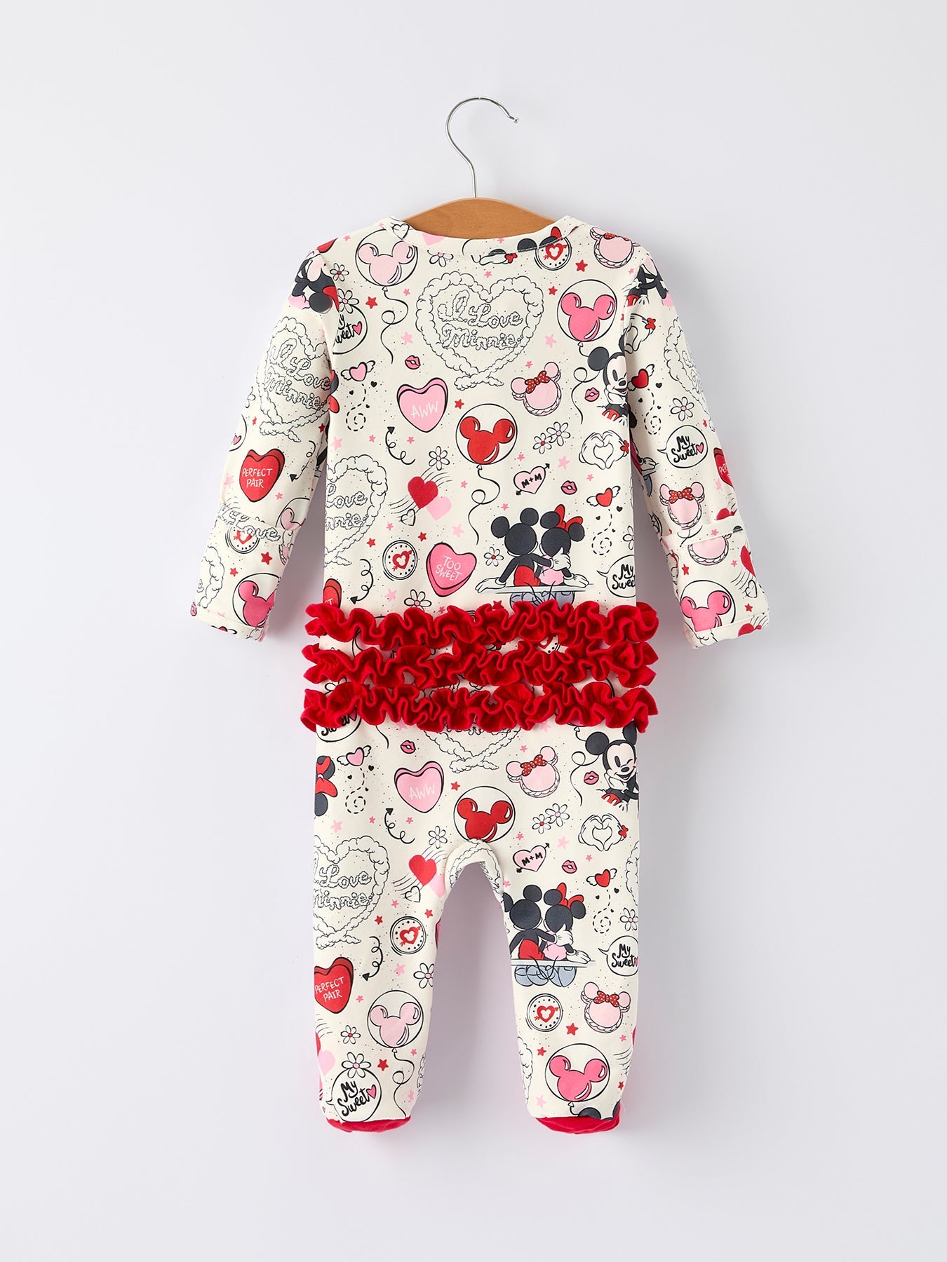 Cute Baby Girls Romper – Red & White Valentine Baby Pajamas