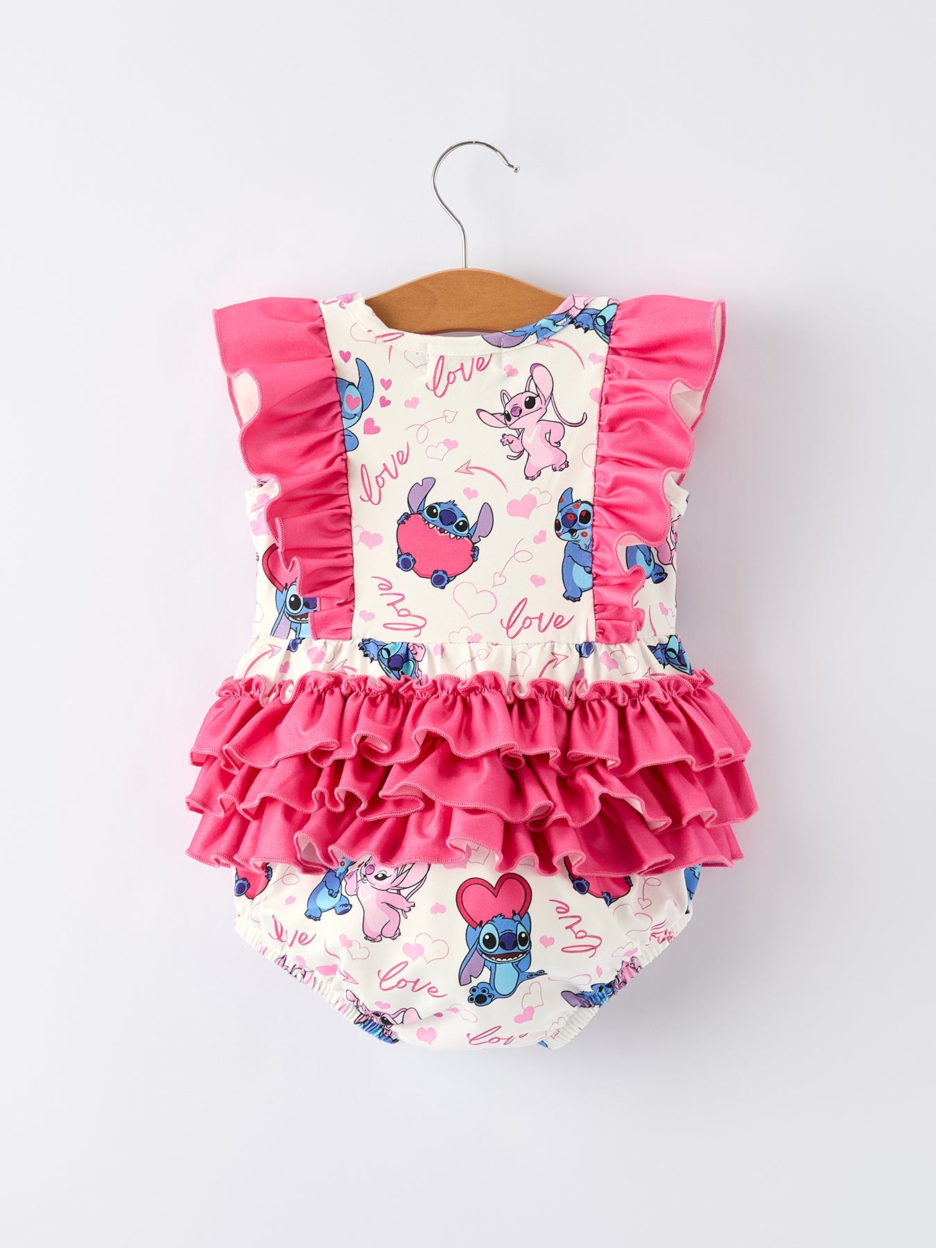 Loving Aliens Characters Love Print Ruffled Baby Romper