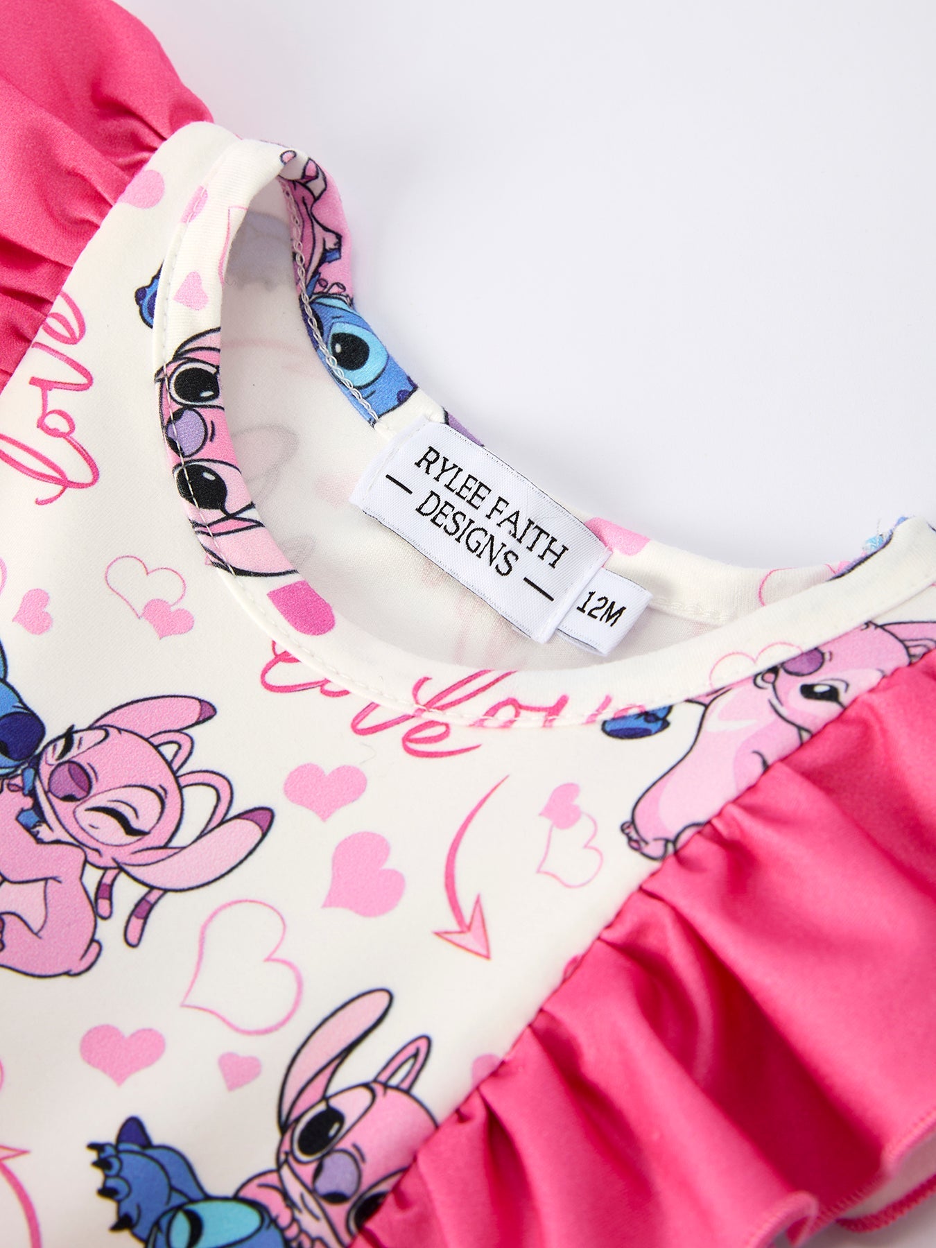 Loving Aliens Characters Love Print Ruffled Baby Romper