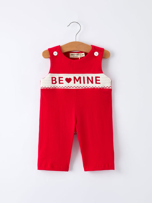 Valentine's Day "BE ❤ MINE" Embroidered Boy's Romper