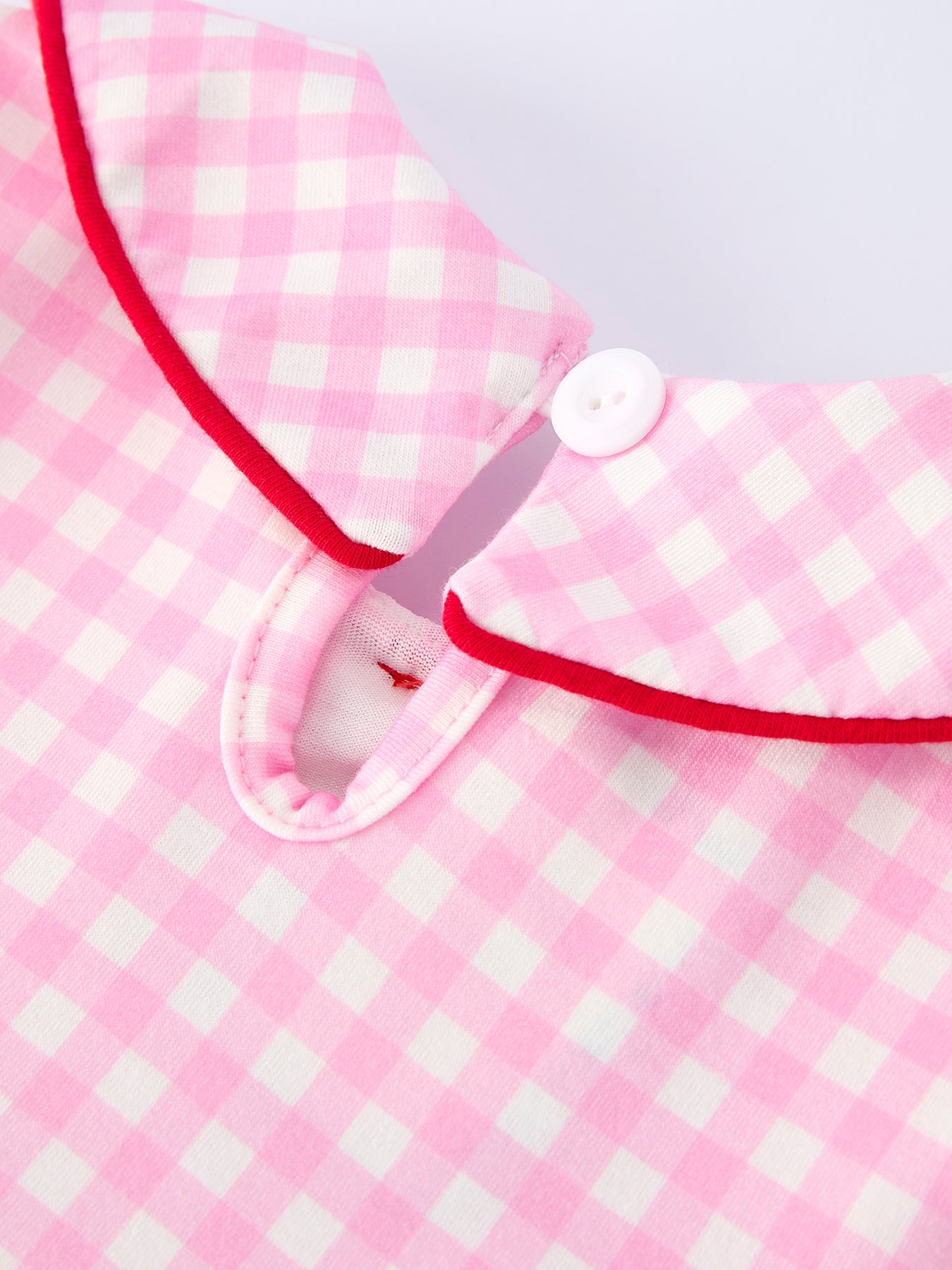 Girls' Valentine's Day Heart Smocking Embroidered Plaid Dress