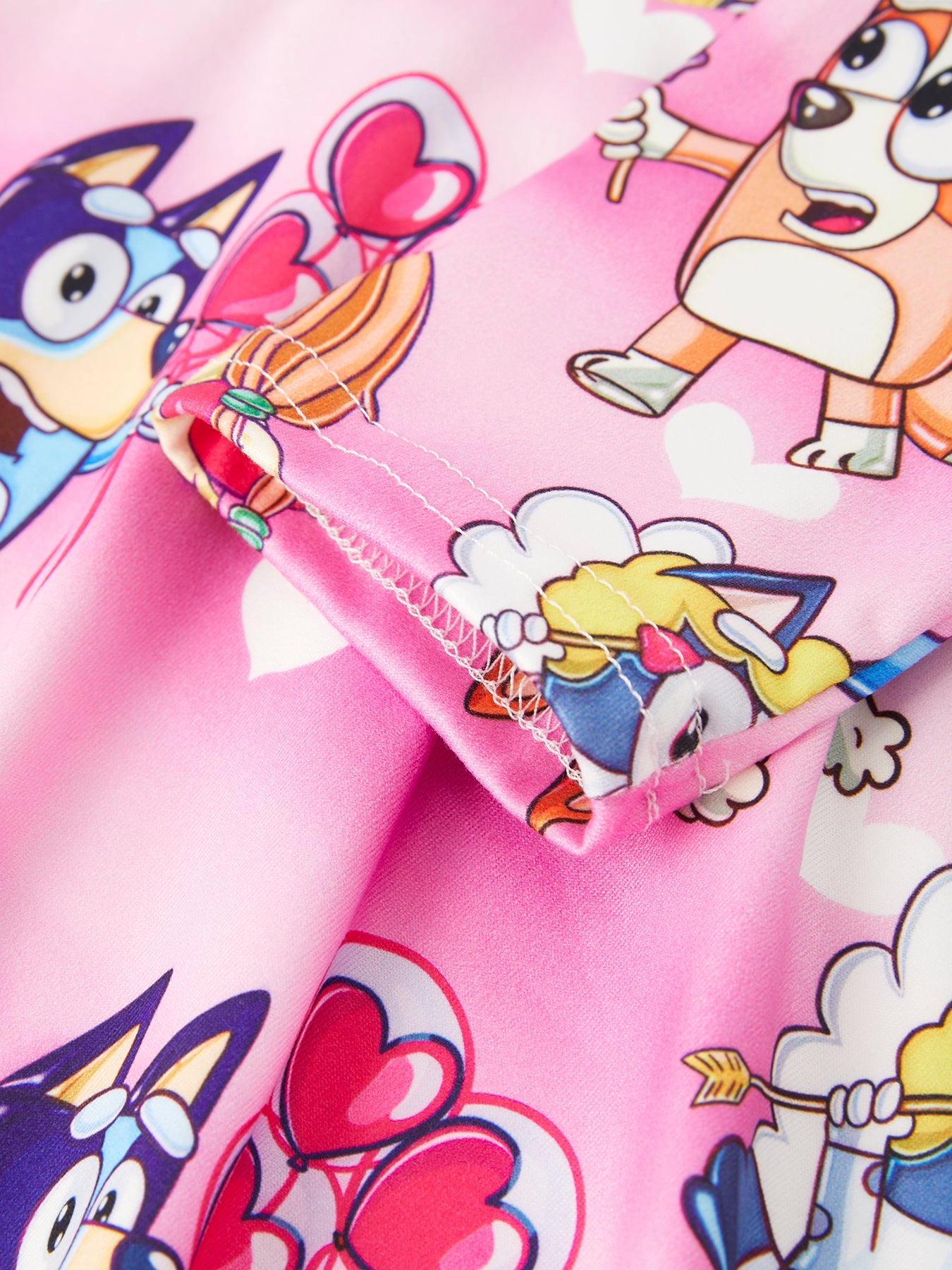 Character Print Pink Girls Long Sleeve Dress