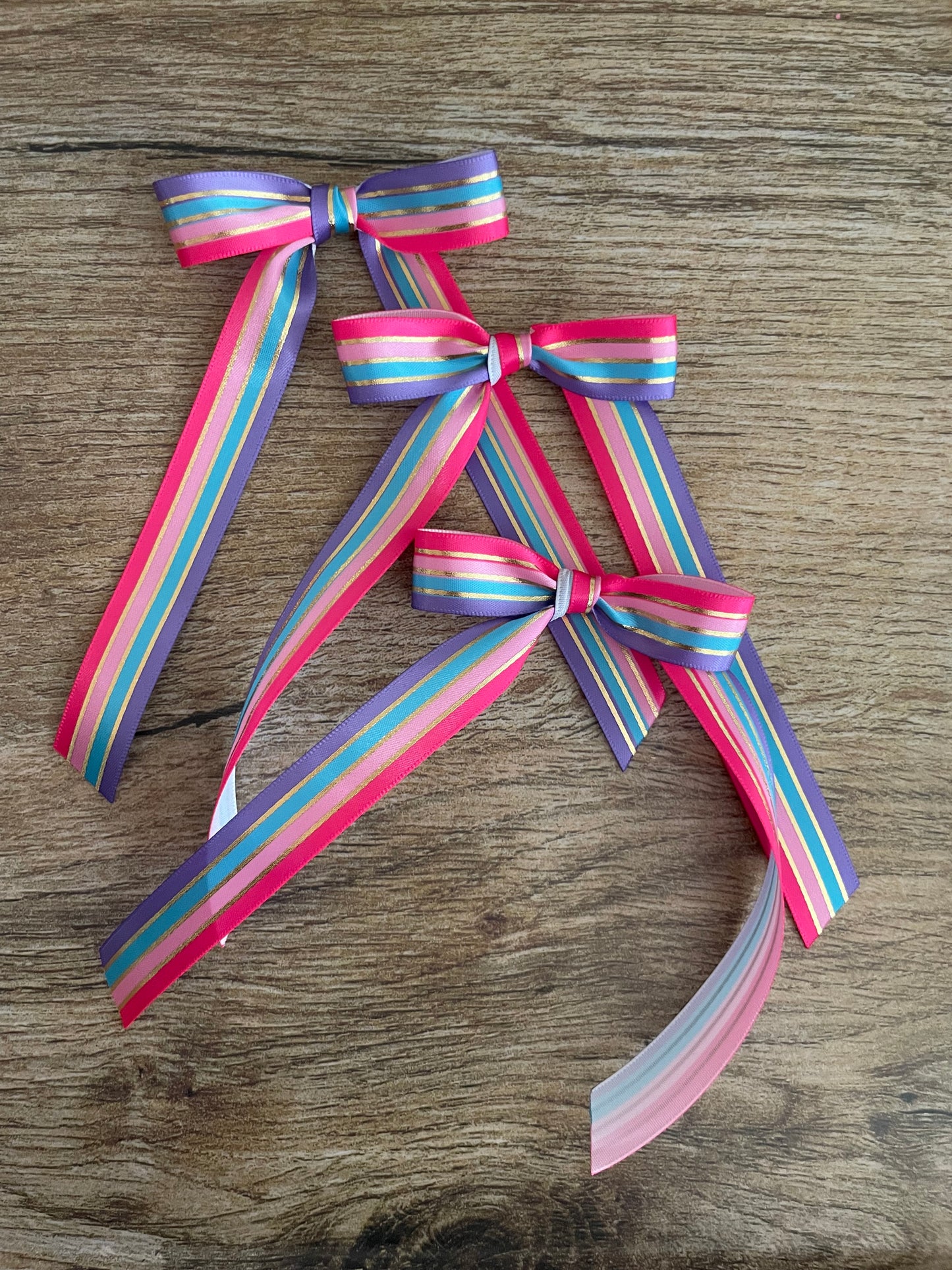 Girly Rainbow Stripe Medium Dolly Bow