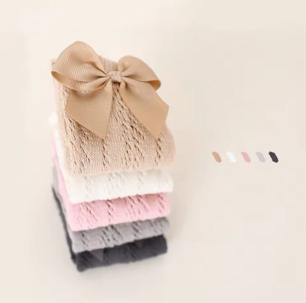 Knit Sock with Bow- Choose Color