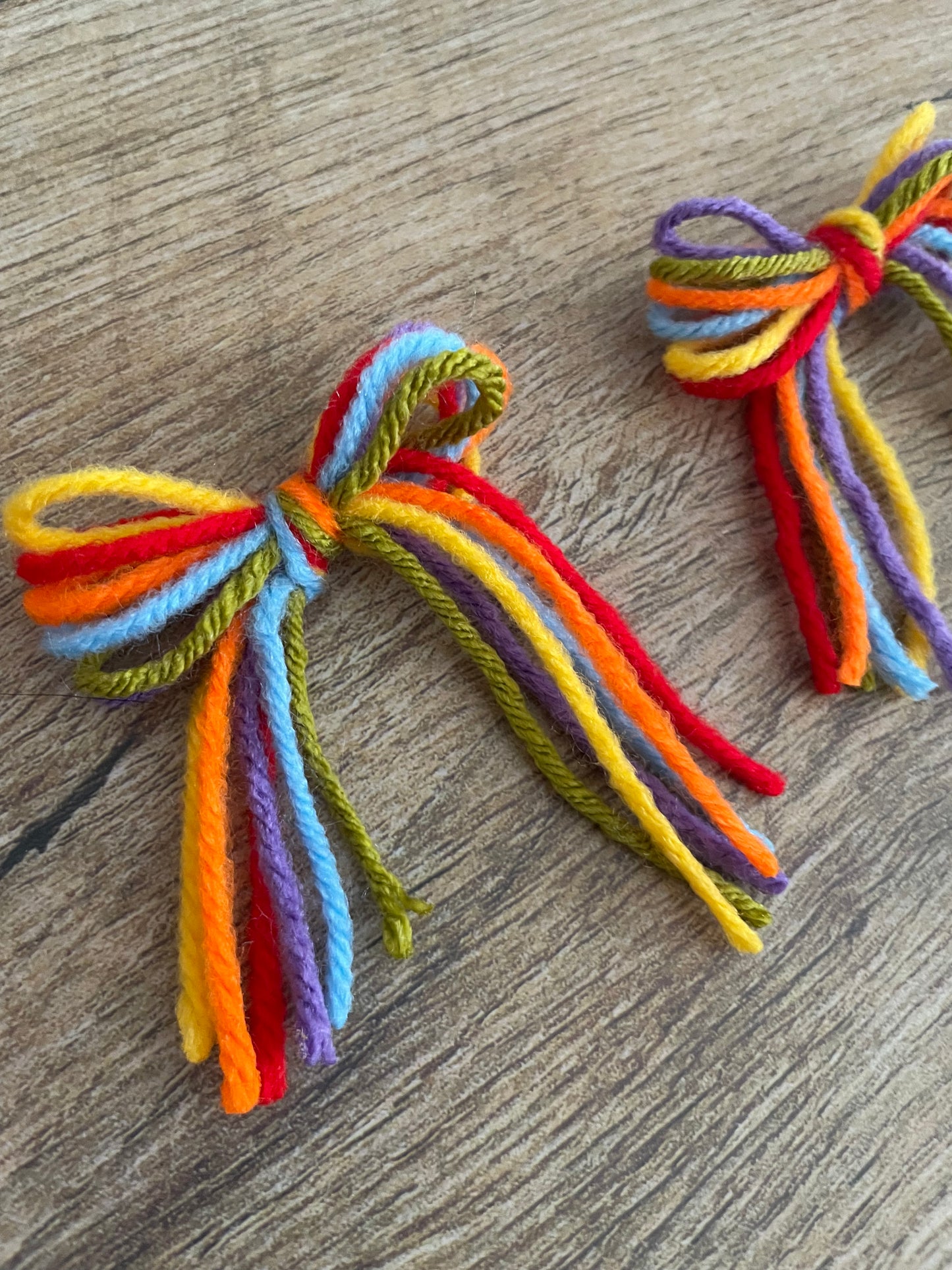 Rainbow Yarn Small Dolly Bow single or pigtail set