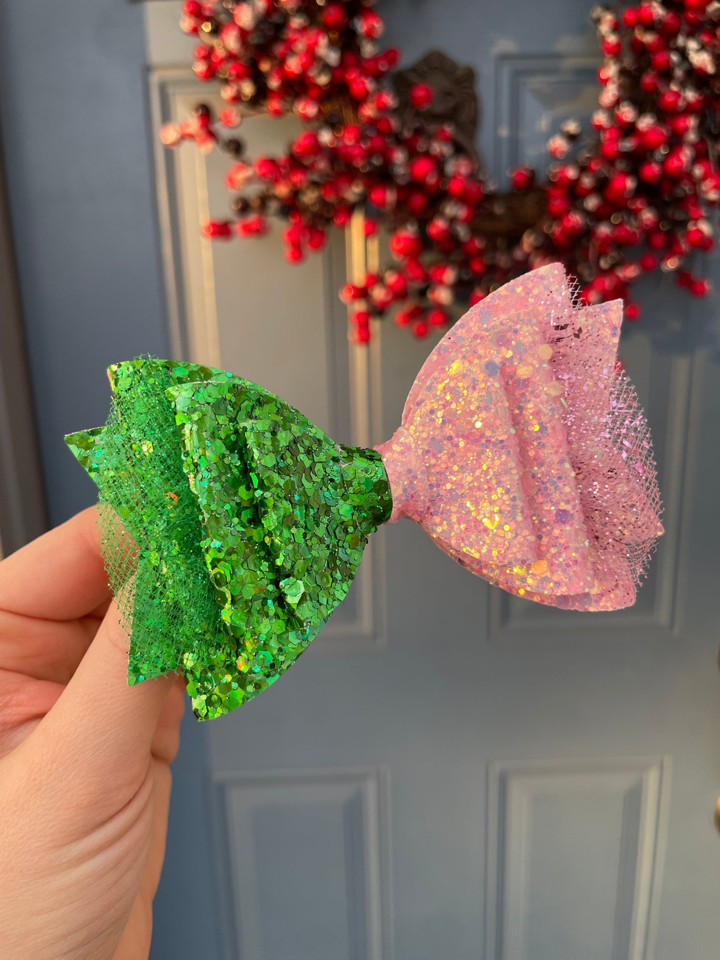 Wicked Alphaba Glinda Mash Up 4.5” Triple Stack vegan leather glitter and glittered tulle