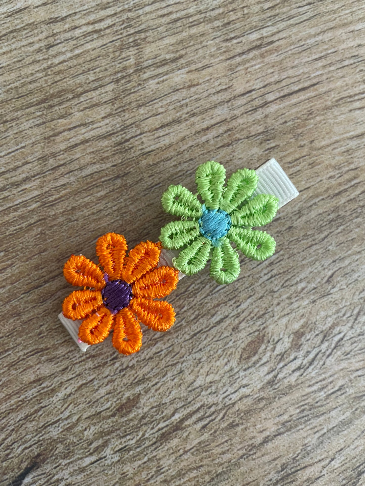 Embroidered Flower Clips