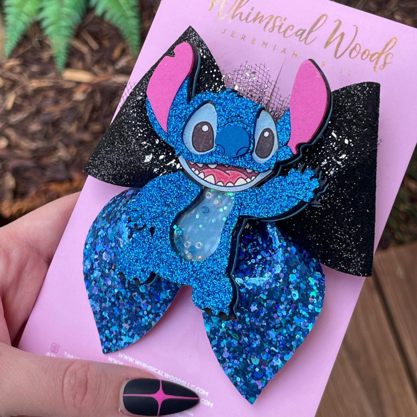 Stitch Blue Shaker Harlow Bow 4”