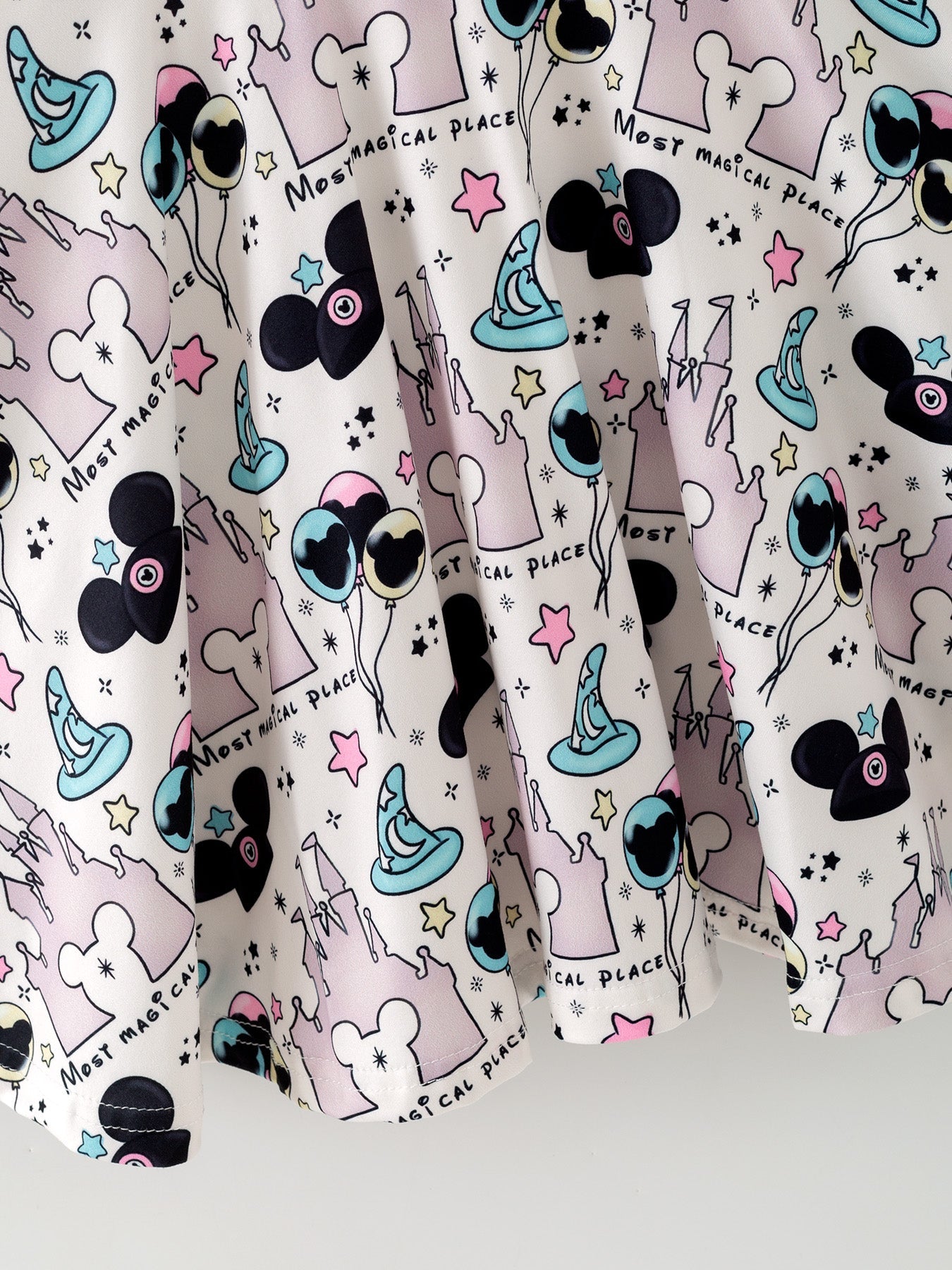 Valentine's Day Girls Castle Character Print Long Sleeve Dress