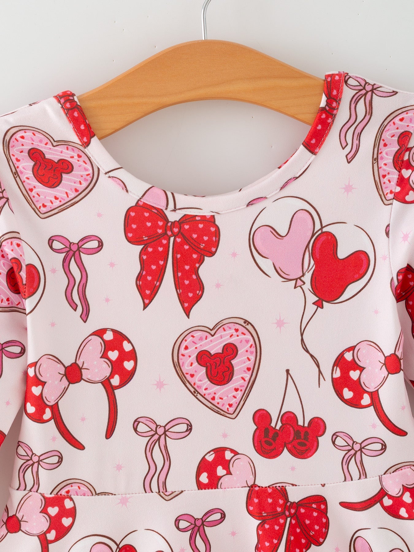 Toddler Girls Valentine Party Dress – Red Bow Heart Print Outfit