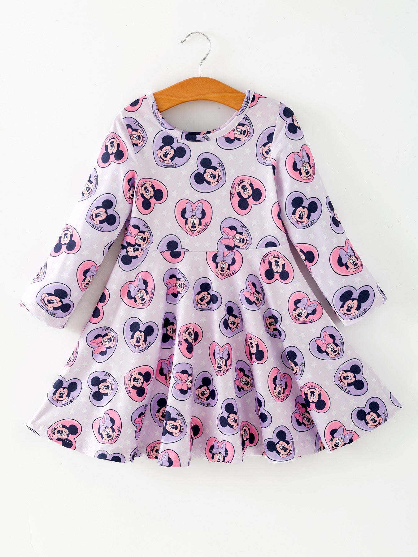 Toddler Girls Character Print Purple Heart Dress