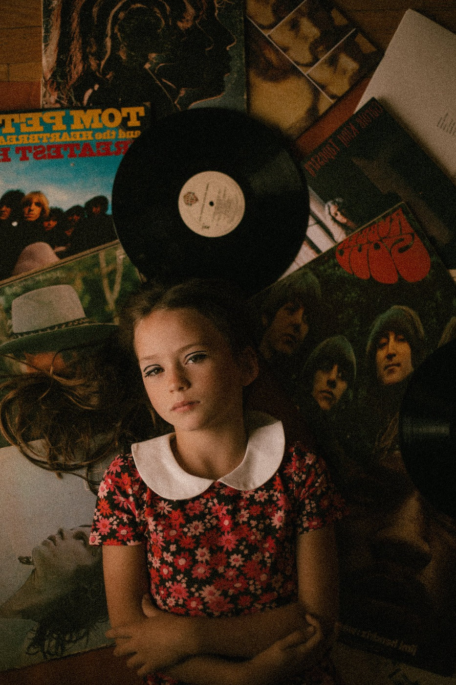 Retro Mod Navy and Pink Flower Peter Pan Collar Floral Dress