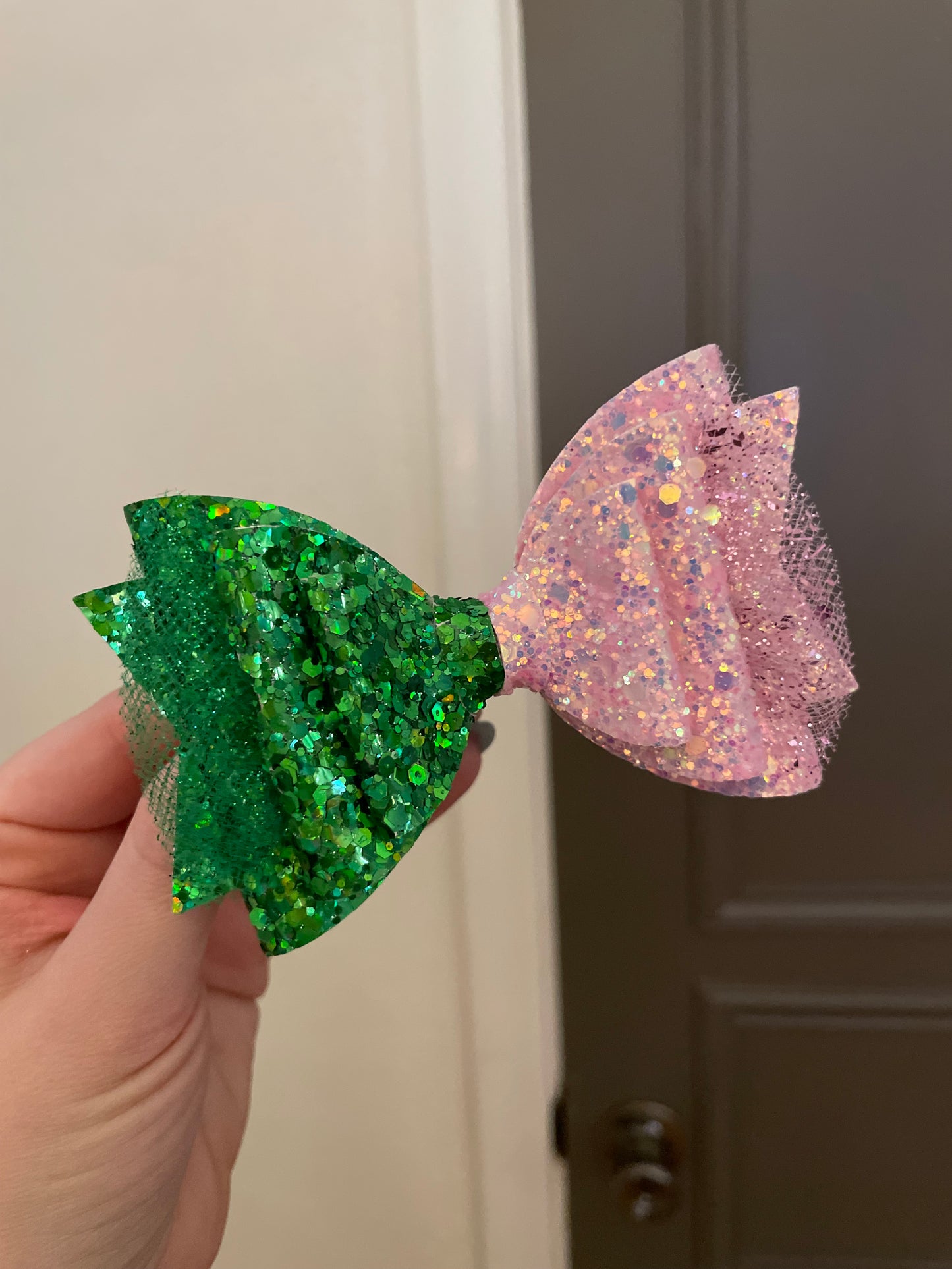 Wicked Alphaba Glinda Mash Up 4.5” Triple Stack vegan leather glitter and glittered tulle