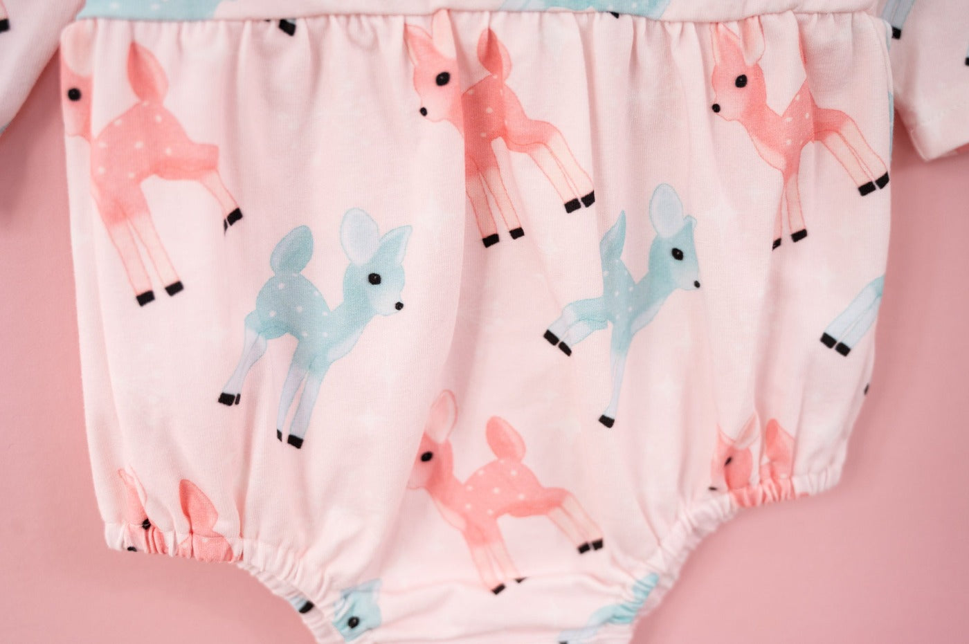 Pink Christmas Romper with Retro Deer for Babies