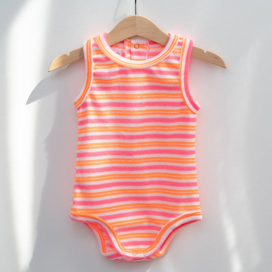 Pink and Orange Terrycloth Romper Baby and Toddler Girls