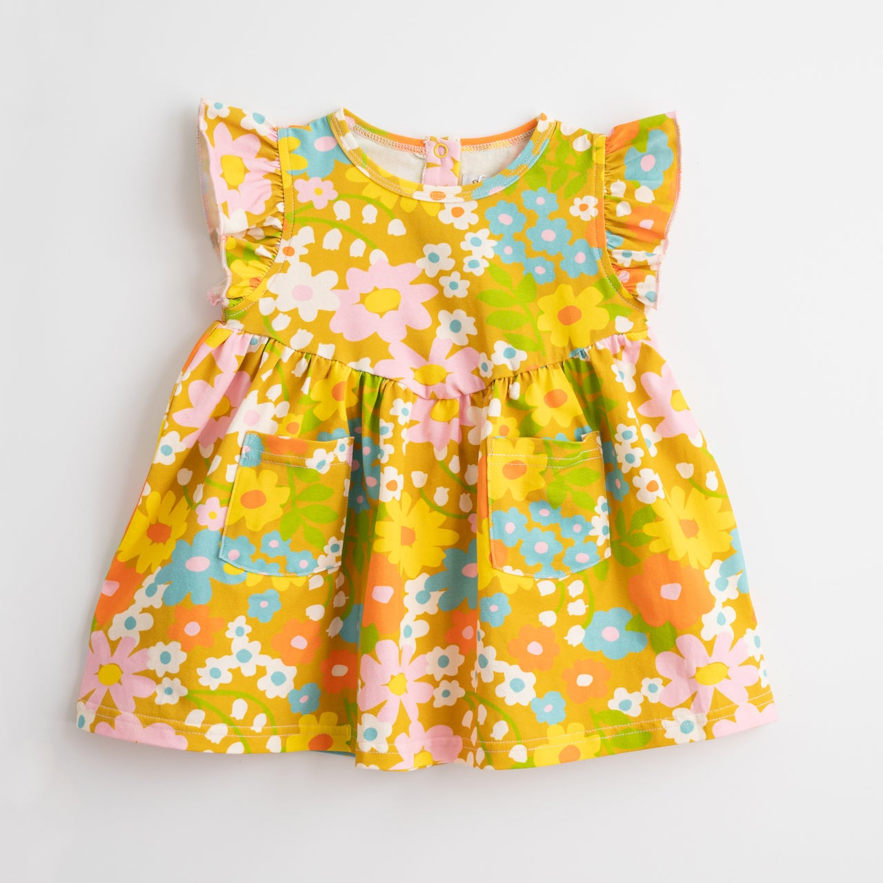 Girls' Flutter Dress in Sixties Wild Blooms