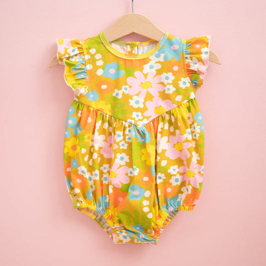 Baby Girls' Flutter Romper in Sixties Wild Blooms