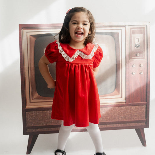 Red Christmas Dress in Velvet for Girls