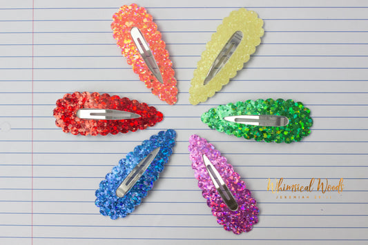 3" Glitter Snap Clip handmade