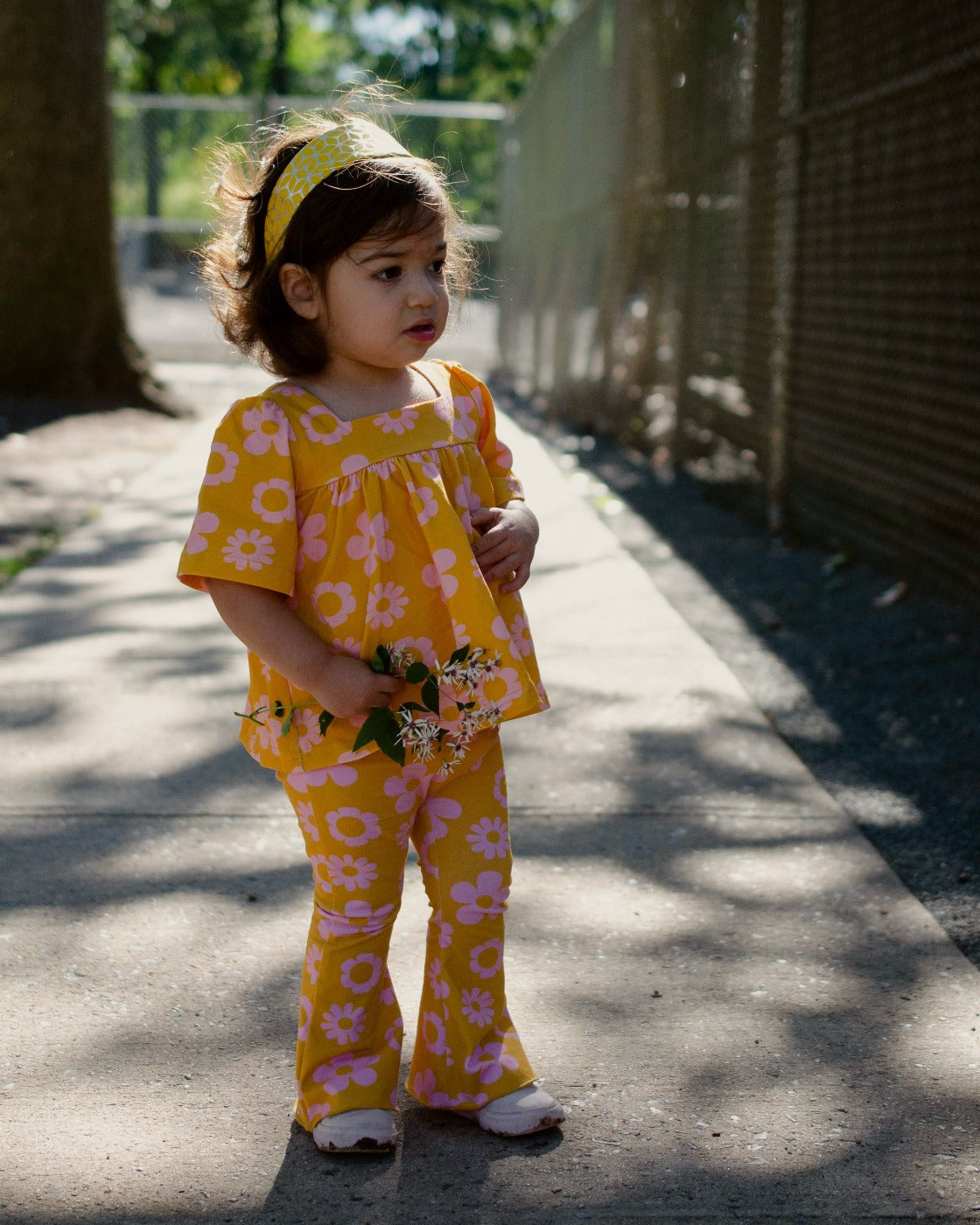 Printed Daisy Jersey Knit Bell Bottoms for Baby Toddler and Girls