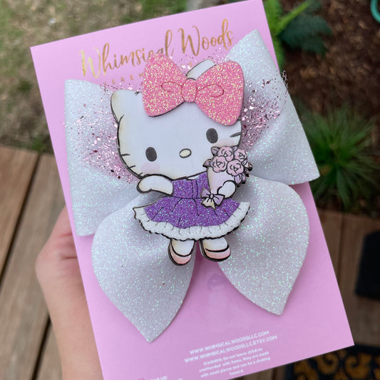 Hello Kitty Purple Dress Shaker Harlow Bow 4”