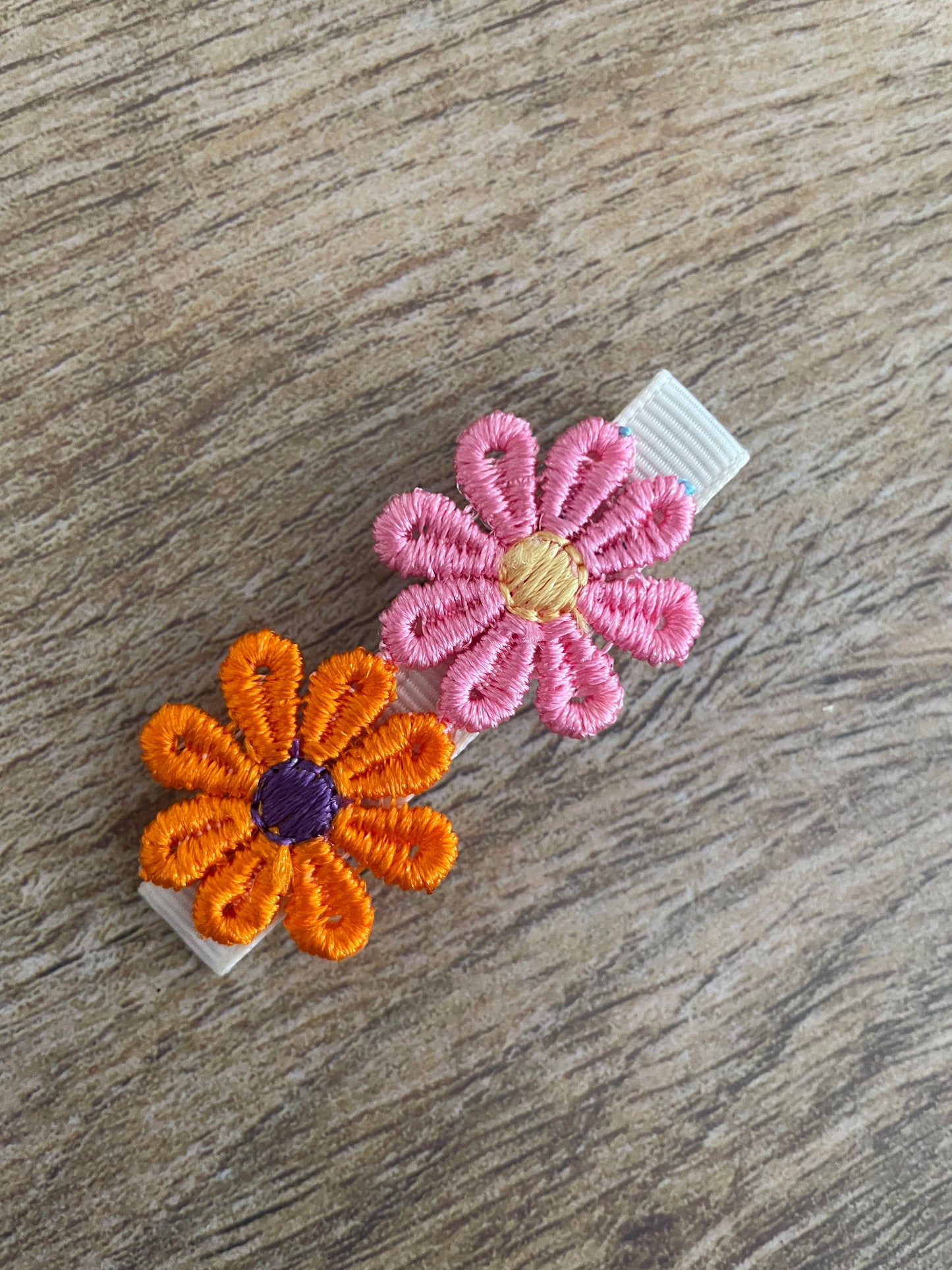 Embroidered Flower Clips