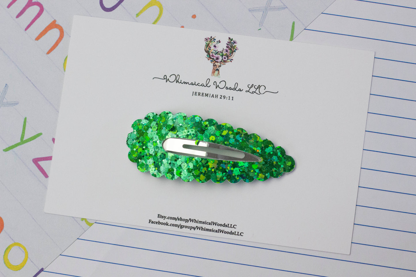 3" Glitter Snap Clip handmade