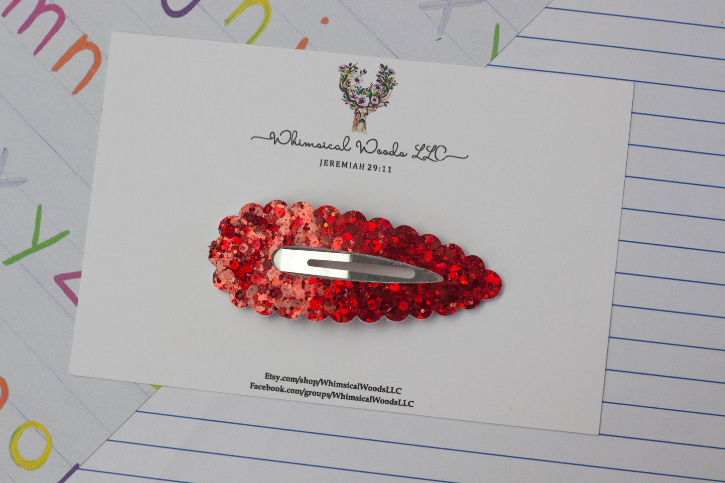 3" Glitter Snap Clip handmade