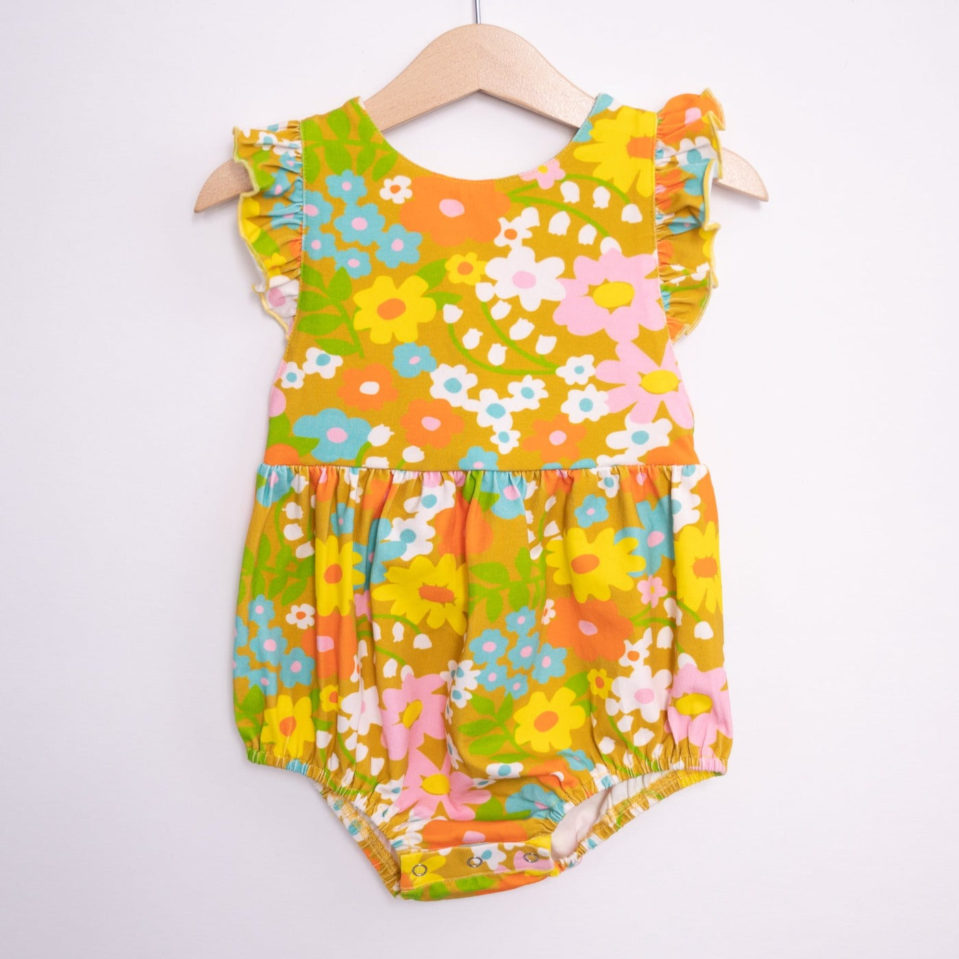 Sixties Summer Floral Pinafore Romper for Baby and Toddler Girl