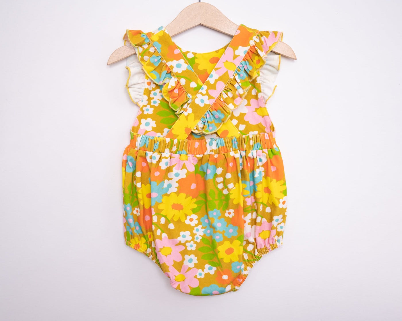 Sixties Summer Floral Pinafore Romper for Baby and Toddler Girl