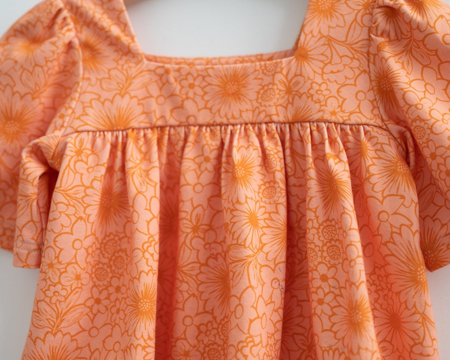 Groovy Pink and Orange Floral Bell Sleeve Top for Baby Toddler Girls
