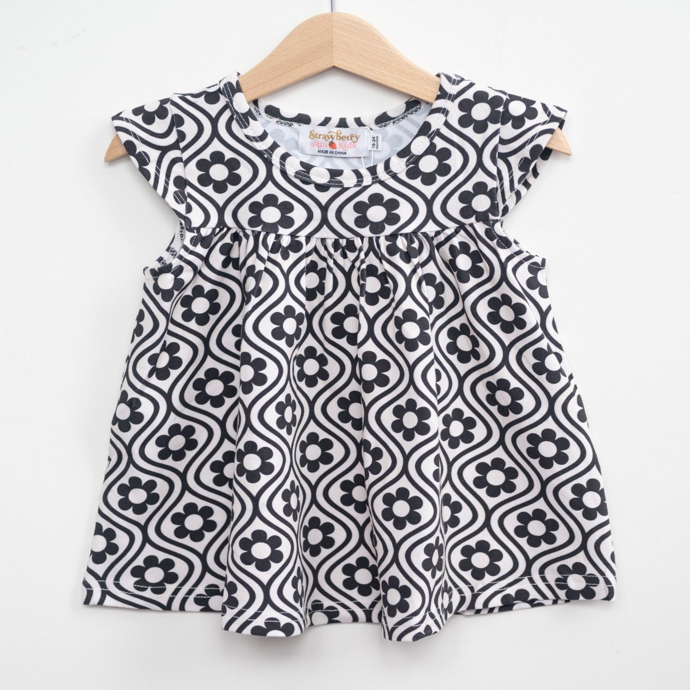 Black and White Groovy Girls Top for Babies, Toddlers and Girls