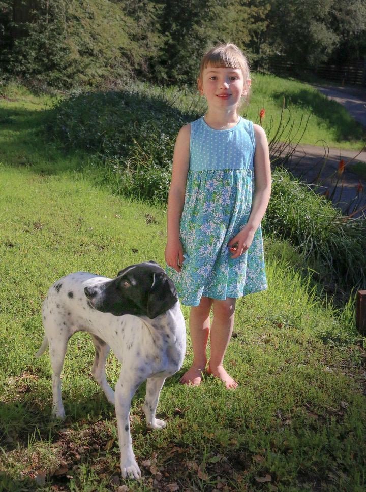 Blue Flower Power and Polka Dot Dress for Baby and Toddler Girls