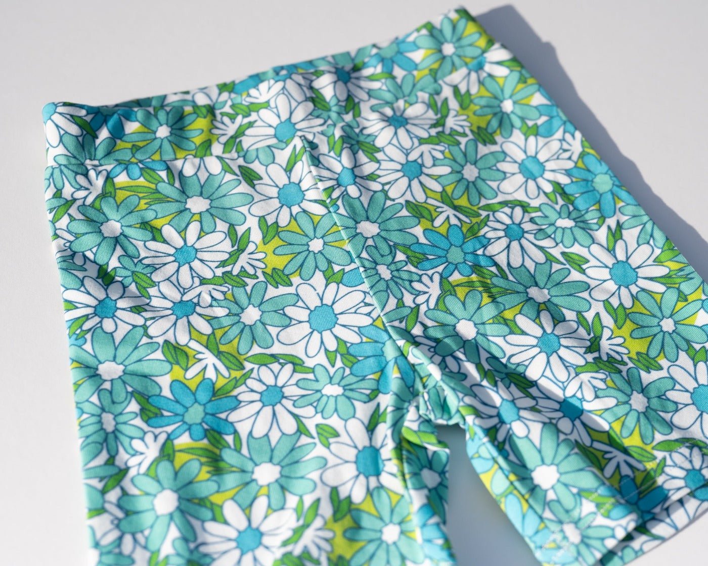 Blue Flower Power Bike Shorts for Toddlers and Girls