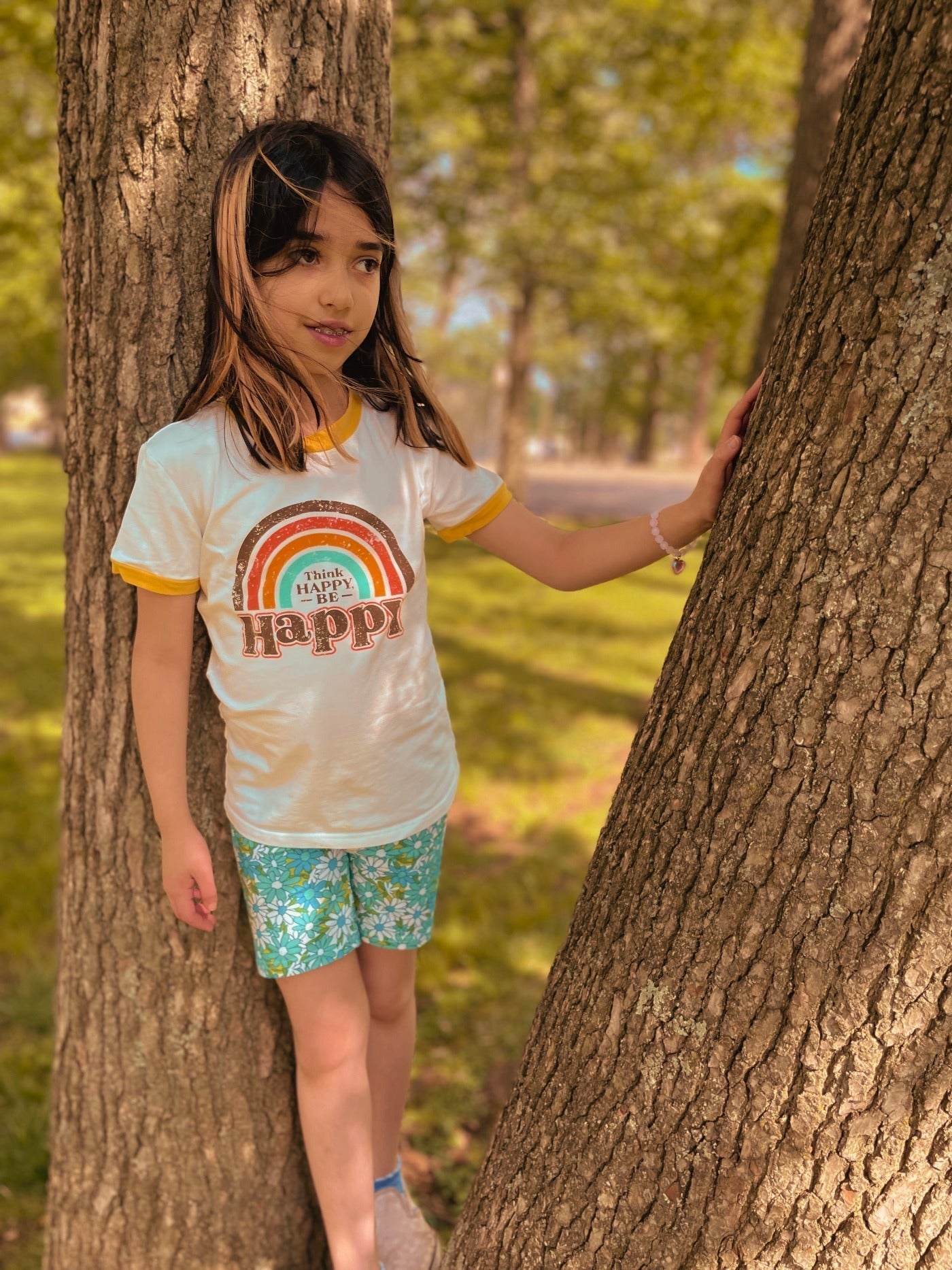 Blue Flower Power Bike Shorts for Toddlers and Girls