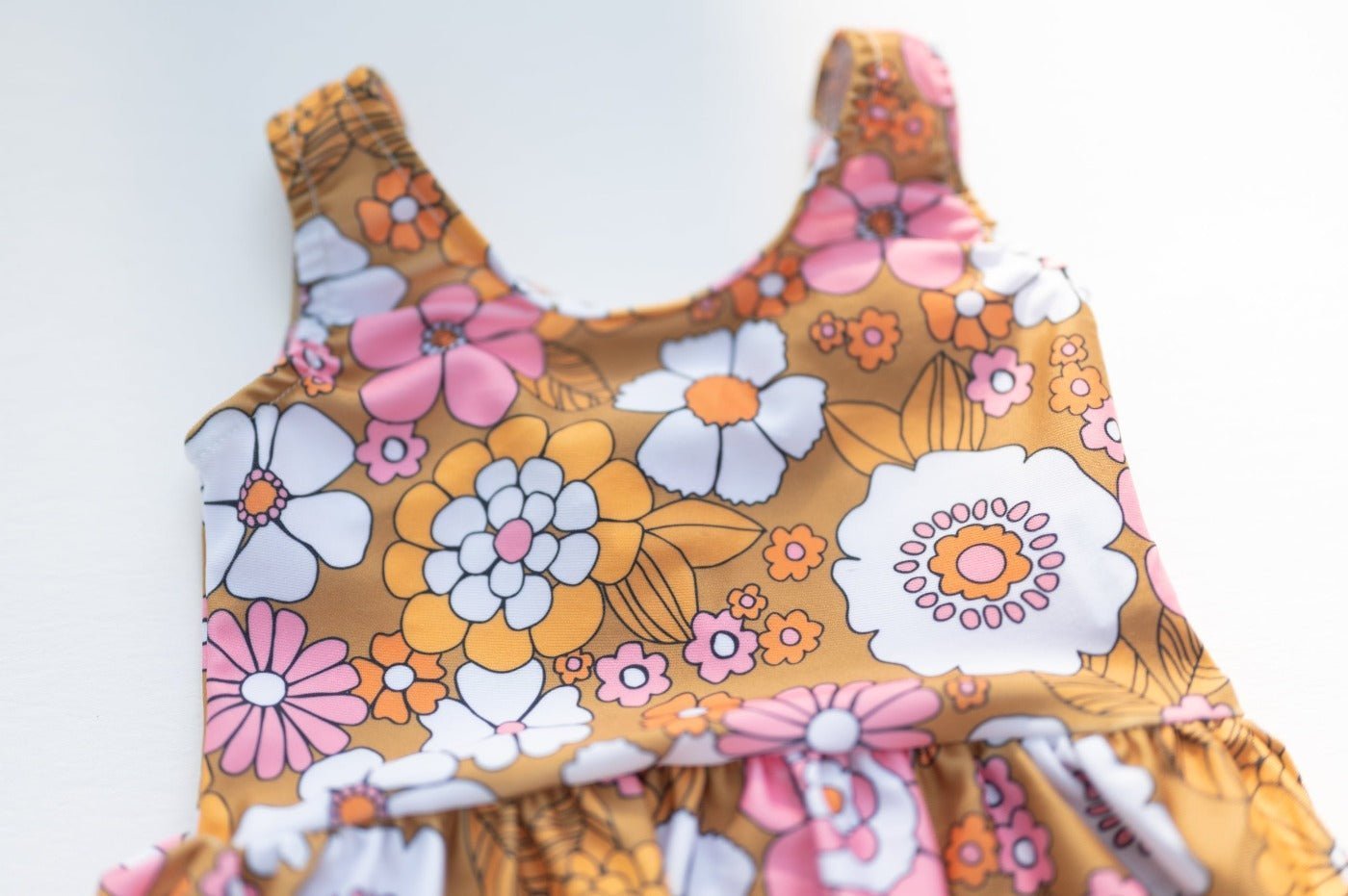 Boho Flower Power One Piece Swimsuit for Baby, Toddler and Girls