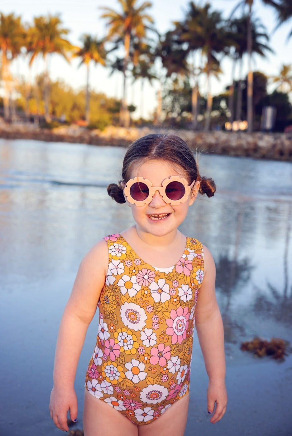 Boho Flower Power One Piece Swimsuit for Baby, Toddler and Girls