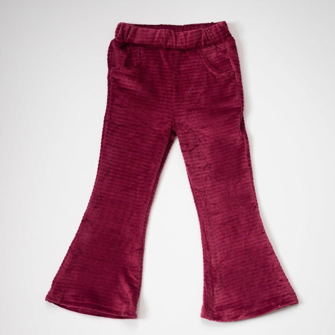 Burgundy Velour Corduroy Bell Bottoms for Babies, Toddlers and Girls