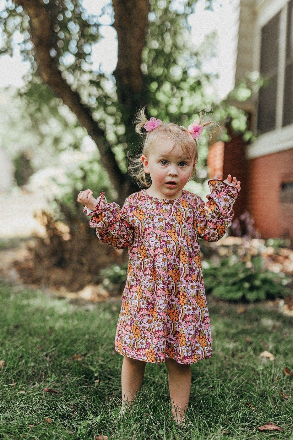 Fall Floral Long Sleeve Baby Toddler Girl Dress