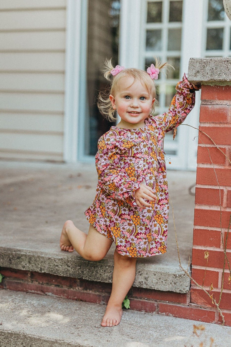 Fall Floral Long Sleeve Baby Toddler Girl Dress